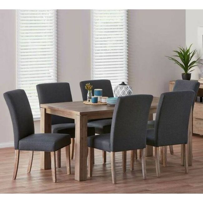Dining table, 6 chairs, off white - ATDR4