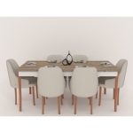 Dining table, 6 chairs, off white - ATDR2 - Image 2