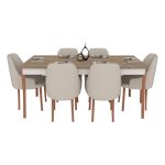 Dining table, 6 chairs, off white - ATDR2
