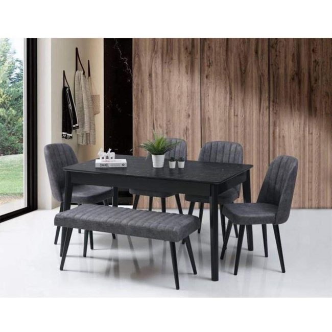 Dining Room Set, 6 pieces, Grey