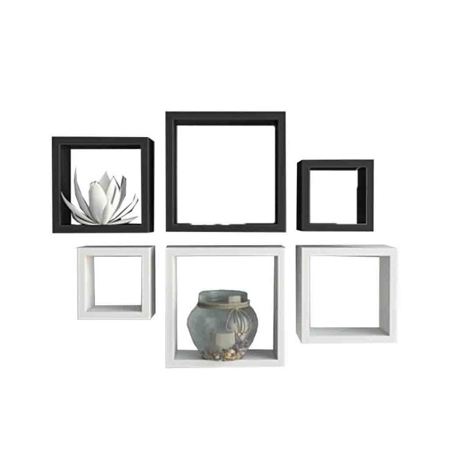 MDF Wall Shelves, White and Black - Image 3
