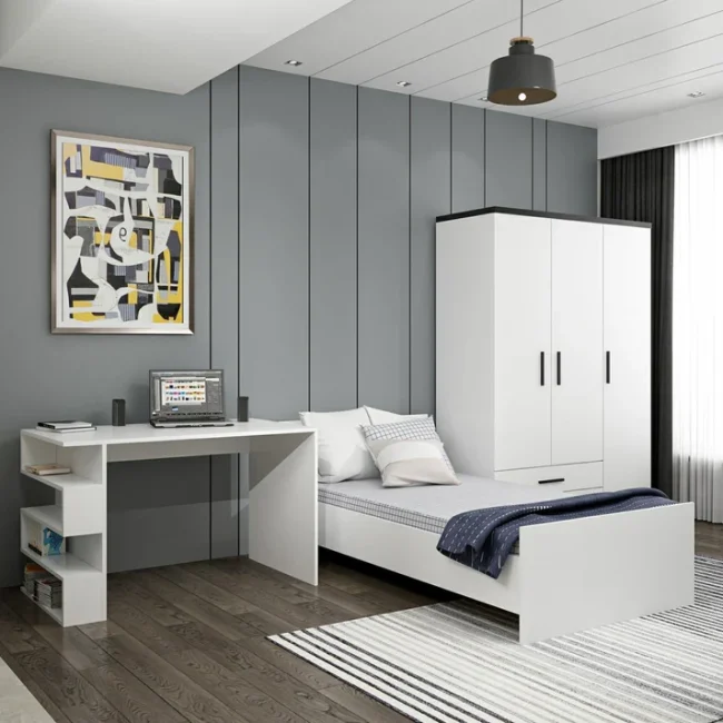 Bedroom - Bed with wardrobe and desk