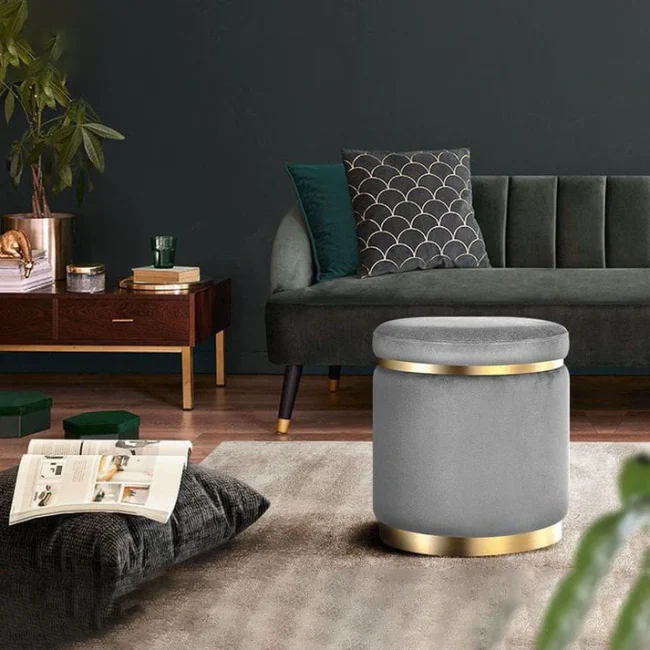 Round pouffe - gray