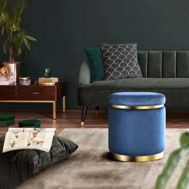 Round pouf - Navy - Image 2