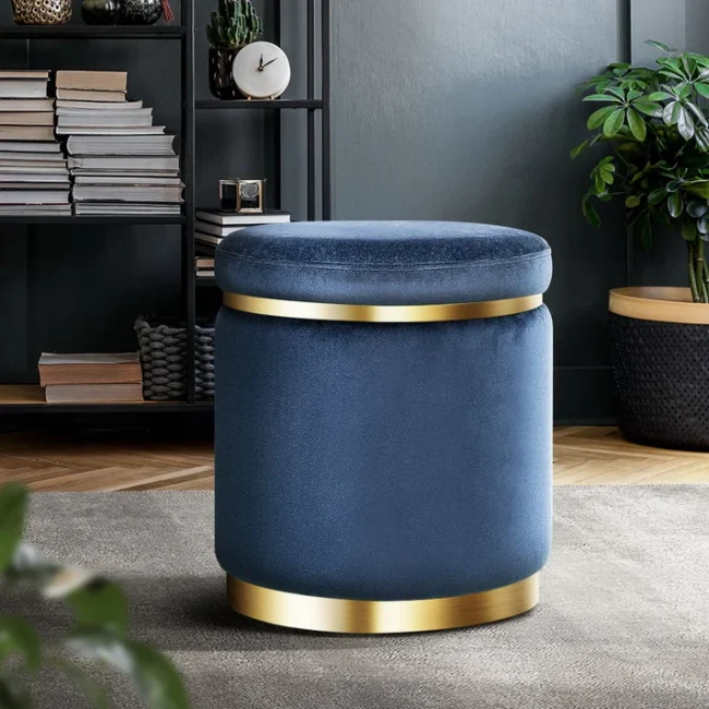 Round pouf - Navy - Image 3