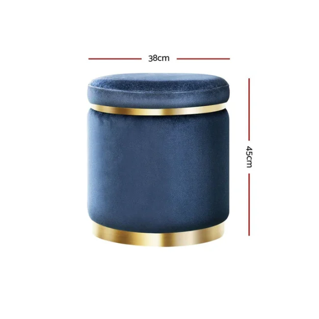 Round pouf - Navy - Image 4